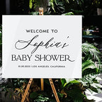 Andaz Press 16"x20" White Acrylic Personalized Baby Shower Welcome Sign, Gender Neutral Large Custom Sign for Easel Stand, Baby Shower Decorations - Image 3