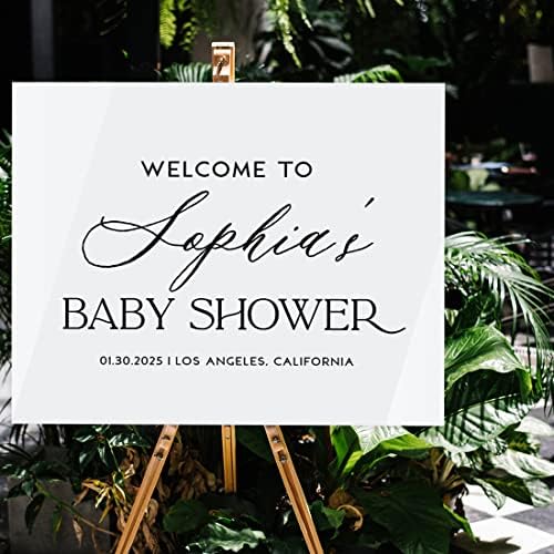 Andaz Press 16"x20" White Acrylic Personalized Baby Shower Welcome Sign, Gender Neutral Large Custom Sign for Easel Stand, Baby Shower Decorations - Image 3