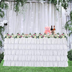 Mermaid Tulle Table Skirt for Rectangle or Round Table Tutu Chiffon Tablecloth for Birthday, Baby Shower, Wedding, Party Decoration (White, L 9ft, H 30in) - Image 5