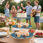 J JOYSAY Deep Blue Pattern Acrylic Cupcake Stand 3 Tier Dessert Table Display Set Clear Cake Stands for Baby Shower Wedding Party Decorations Easy Assembly Donut Tower - Image 6