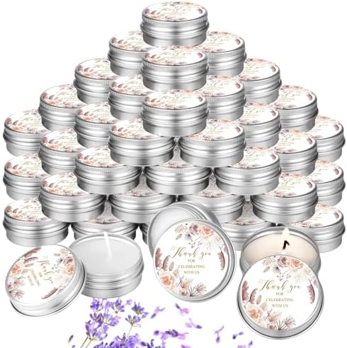 MTLEE 50 Pcs Boho Beige Floral Wedding Candles Gift Favors for Guests 1 oz by MTLEE