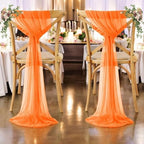 MDS Pack of 75 Chiffon Chair Sashes for Wedding & Event Décor - Orange - Image 6
