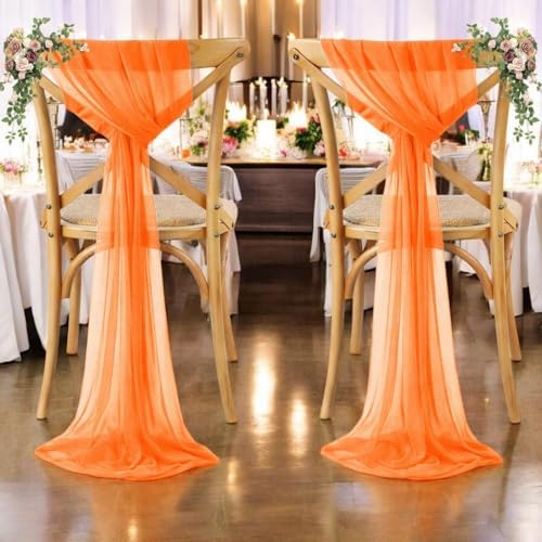 MDS Pack of 200 Chiffon Chair Sashes for Wedding & Event Décor - Orange - Image 6