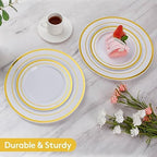 Goodluck 120PCS Gold Plastic Plates, Heavy Duty Disposable Gold Plates - Image 2