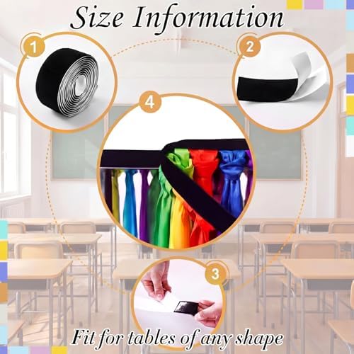 Reallnaive 14 ft x 30 Inch Table Skirt for Teacher Desk, Rainbow, Chic - Image 3