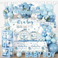 Baby Boy Shower Decorations, All-in-One Set with Boy Baby Shower Plates and Napkins, Balloon Arch, Cake Topper, Balloon Box, Banner, Tablecloth, Baby Shower Decorations Boy Serves 20 by Unknown