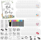 SytuHe 95 Pcs DIY Baby Bibs Decorating Kit50 White Bibs 24 Stencils 20 Fabric Markers 1 Baby Shower Game Sign by SytuHete