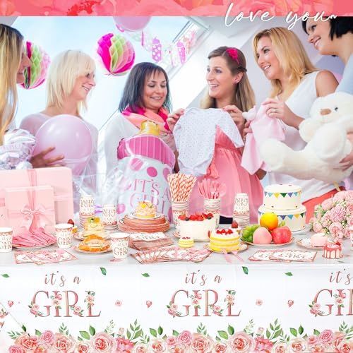 Potchen 452 Pcs It's A Girl Plates Napkins Party Supply, Pink - Image 5