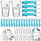 50 Sets Baby Shower Favors Shot Glasses Keychain Gifts, Cowboy, Blue by Singhoow