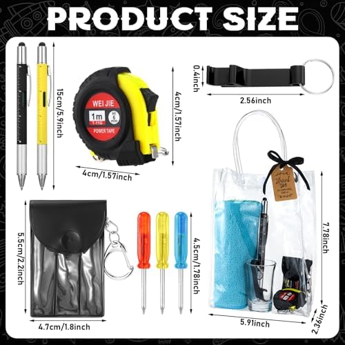 Leinuosen 6 Sets Baby Shower Game Prizes for Men with Cleaning Cloth Bottle Opener Screwdriver Tape Measuring Keychain Multi Tool Pen Gift Bag Funny Baby Shower Prizes for Winner - Image 2