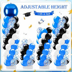 2 Sets Blue and Black White Balloon Column Stand Kit for, Adjustable Floor Balloon Arch Tower with Foil & Latex Balloons, DIY Decor for Ceremony Backdrop - Image 3