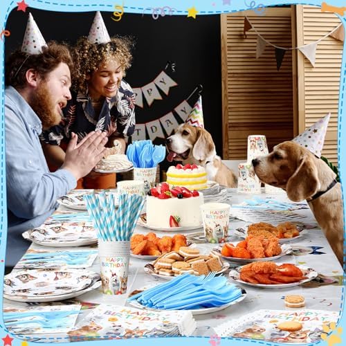 Potchen 452 Pcs Dog Birthday Plates Napkins Party Supply, Colorful - Image 5