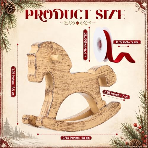 Mifoci 6 Pack Wooden Rocking Horse Baby Shower Decor,Burgundy - Image 2