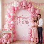 Breling Girls Just Wanna Be One Birthday Decor 6.6 ft Pink Bow Arch Cover - Image 6