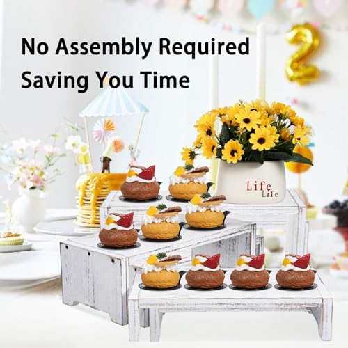 3-Tier Wooden Cupcake Stand & Display Risers, Multi-Tier Display Stand for Food, Desserts, & Collections - Image 5