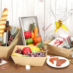 AFOROEOA 10PACK Baskets For Gifts Empty, 10x12”Thick Kraft Gift Basket with 10 Bows 10 Bags Empty Gift Baskets for Christmas, Valentine’s Day, Easter, Birthdays, Snacks, Farmers Market - Image 2