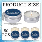 MTLEE 50 Pcs Navy Blue Thank You Candles Baby Shower Wedding Favors - Image 6