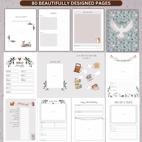 Baby Memory Book with Keepsake Box & Monthly Baby First Milestone Stickers - Gender Neutral First Year Scrapbook Journal - Baby Photo Album for Boys - Baby Book Keepsake, Baby Milestone Book - Image 5
