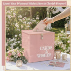 AerWo Blush Pink Wedding Card Box, Acrylic Gift Card Box for Wedding Decor - Image 5