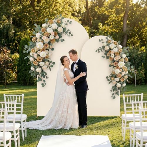 Arttown Arch Backdrop Stand Set, 7.2FT and 6FT, for Wedding Event Beige - Image 3