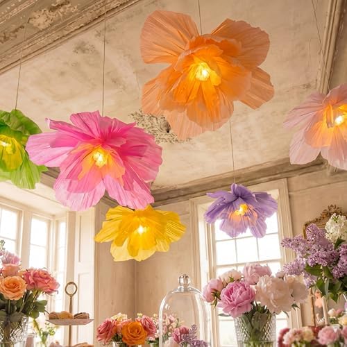 Vihose 6 Pcs Large Flower Paper Lanterns Tea Party Decorations by VIHOSE
