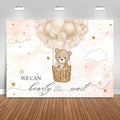 10x6.5FT Baby Shower Backdrop We Can Bearly Wait Brown Bear Hot Air Balloon Photography Background Newborn Baby Shower Party Decorations Banner Photo Booth Props by Unknown