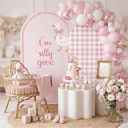 2 Pcs 7.2ft 6ft One Silly Goose Arch Backdrop Cover,Pink,Stylish by Tegeme