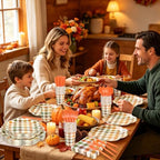 400 Pcs Fall Plaid Paper Plates and Napkins Set Autumn Disposable Checkered Dinner Party Set for 50 Guests Include Orange and Green Scalloped Plates Napkins Cup & Cutlery for Thanksgiving Fall Wedding - Image 7