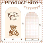 Remagr 2 Pcs We Can Bearly Wait Arch Backdrop Covers (7.2ft, 6ft) Tan Gingham & Teddy Bear Arch Covers Baby Shower Decorations with Checkered Pennant Banner for Baby Shower Party Decor Props - Image 2