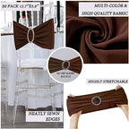 Brown Chair Sashes 50 Pack, Spandex Brown Chair Bows Bands with Buckle Slider for Folding Chairs Wedding Party Birthday Decor, Chair Ties - Image 5