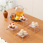 Dessert Table Risers Display Stands Food display Rose gold Metal Square Retail Pizza,Cupcake,Candy Stands Food Platter Tray,6x6 INCH,Set of 4 - Image 3