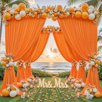 32ftx10ft Wrinkle Free Orange Backdrop Curtain - 10 Feet Photography Backdrop Drapes, Silky Polyester Back Drop Cloth for Wedding Baby Shower Balloon Arch Background - Image 3