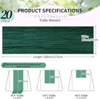 20 Pack Dark Green Cheesecloth Table Runner, 17x108 Inch Semi Sheer Boho Gauze Cheese Cloth Fabric Table Runners for Wedding Party Baby Shower Birthday Garden Farmhouse Table Decor - Image 2