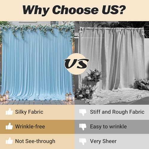 16ftx10ft Wrinkle Free Blue Backdrop Curtain - 10 Feet Photography Backdrop Drapes, Silky Polyester Back Drop Cloth for Wedding Baby Shower Balloon Arch Background - Image 6