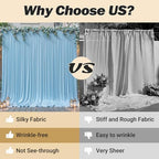 24ftx10ft Wrinkle Free Blue Backdrop Curtain - 10 Feet Photography Backdrop Drapes, Silky Polyester Back Drop Cloth for Wedding Baby Shower Balloon Arch Background - Image 6