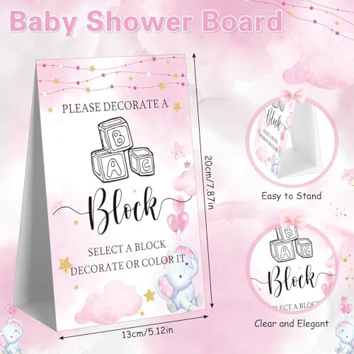 Marsui 136 Pcs Baby Shower Blocks to Decorate Game Kit, Pink Elephant - Image 3