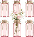 Mason Jar Glass Vases 6 Pack, Pink Flower Vase for Centerpieces by Unknown