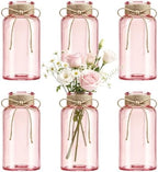 Mason Jar Glass Vases 6 Pack, Pink Flower Vase for Centerpieces by Unknown