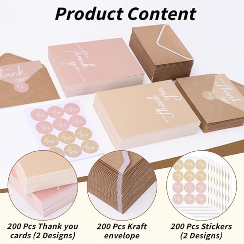 600 PCS Thank You Cards with Envelopes and Stickers, 3.5 x 5 Inch - Image 5