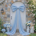 Large Blue Bow Decor, 47x24x118 Inches Giant Silky Ribbon Bows for Room Wall Decorations Oversized Coquette Stain Bow Party Decorations for Birthday Bridal Baby Shower Wedding Photo Booth Backdrop - Image 2