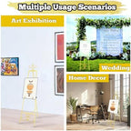 57'' Gold Easel Stand for Sign, Heavy Duty Metal Display Stand with Adjustable Chain, Vintage Decor Art Easel for Display, Picture Frame Stands for Wedding Welcome Sign Posters Painting - Image 6