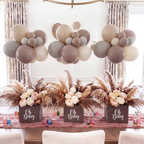 3 Set Boho Neutral Baby Shower Table Decor Set Include Balloon Letter Boxes Dried Pampas Grass Bouquet Neutral Table Centerpieces Decor for Boho Baby Shower Gender Reveal Party Supply - Image 2