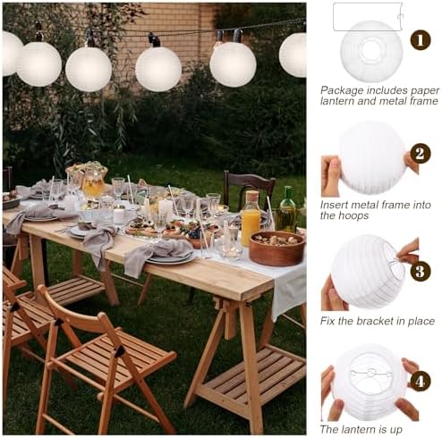 Treela 90Pack White Chinese Paper Lantern for Wedding Party Decor, 6 Inch - Image 2