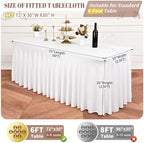 fani 6 Packs White Stretch Table Skirts for 6 Foot Table - Image 2