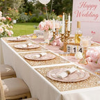 Liacere 350PCS Pink Plates Disposable-PinK Plates 50guest Baroque Plastic Dinnerware include 100Plates, 50Pack Pre Rolled Napkins with Silverware 50Cups Perfect for Wedding & Party & Baby shower - Image 4