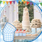 Vesici 150 Pcs Ice Cream Cups Gingham Party Supplies, 10 oz, Blue - Image 6