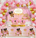 Yuzioey 266pcs Royal Princess Baby Shower Decorations, Black Princess Baby Shower Supplies, Gold Pink Balloon Garland Kit, Disposable Dinnerware (Serve 24 Guests) Plates, Napkins, Backdrop,Tablecloth by Yuzioey