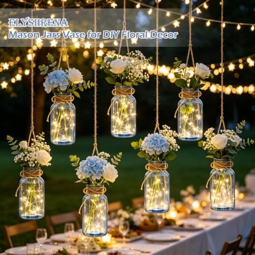 Glass Flower Vase,12 PCS Farmhouse Mason Jar for Centerpiece - Image 6