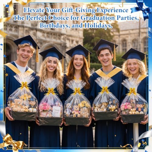 EVELOMO 10 Pack Empty Gift Baskets to Fill - 10" x 8" Large Baskets for Gifts Empty, Sturdy DIY Gifts Baskets Sets with 500g Crinkle Cut Papers for Birthdays Weddings Parties & Holidays (Black) - Image 5