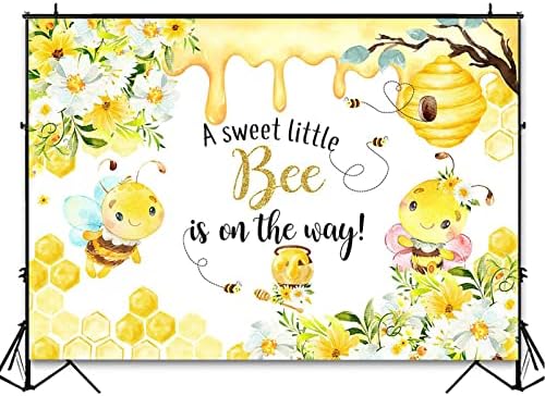 Avezano Bee Baby Shower Backdrop A Sweet Little Bee is on The Way Baby Shower Decoration Photography Background Honeycomb Bumblebee Baby Shower Party Banner Photoshoot (10x6.5ft) - Image 3